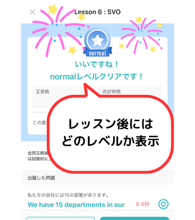 レッスン後には話す速さが表示
